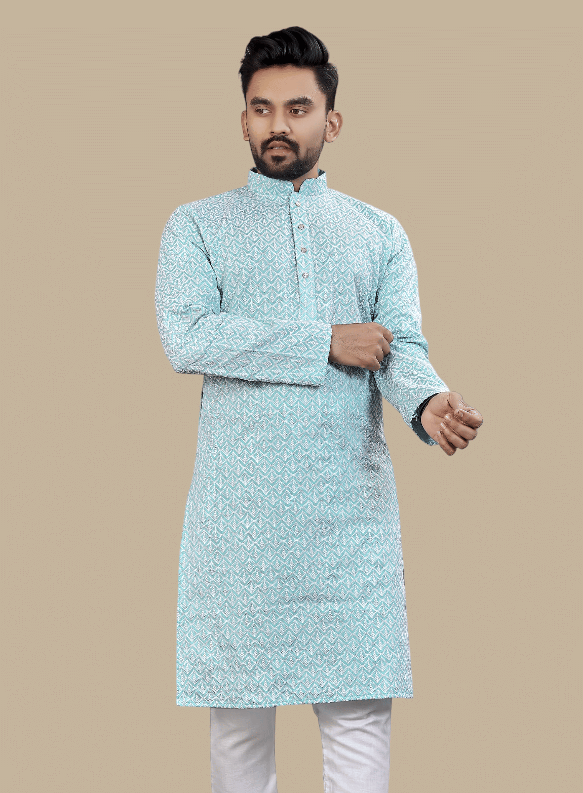     			Balaji's Sky Blue Silk Men's Regular Kurta ( Pack of 1 )