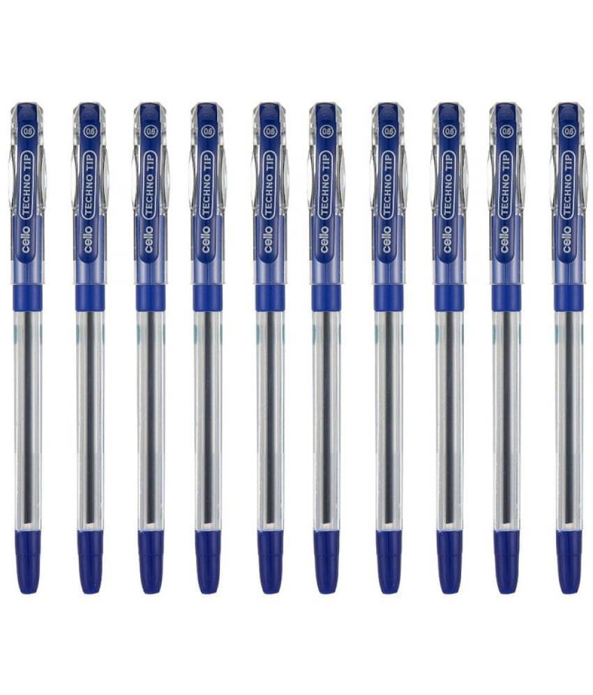     			Cello Techno Tip 0.6 mm 50 Ball Pen - 10 Pcs x 5 Card Packs - Blue Ink