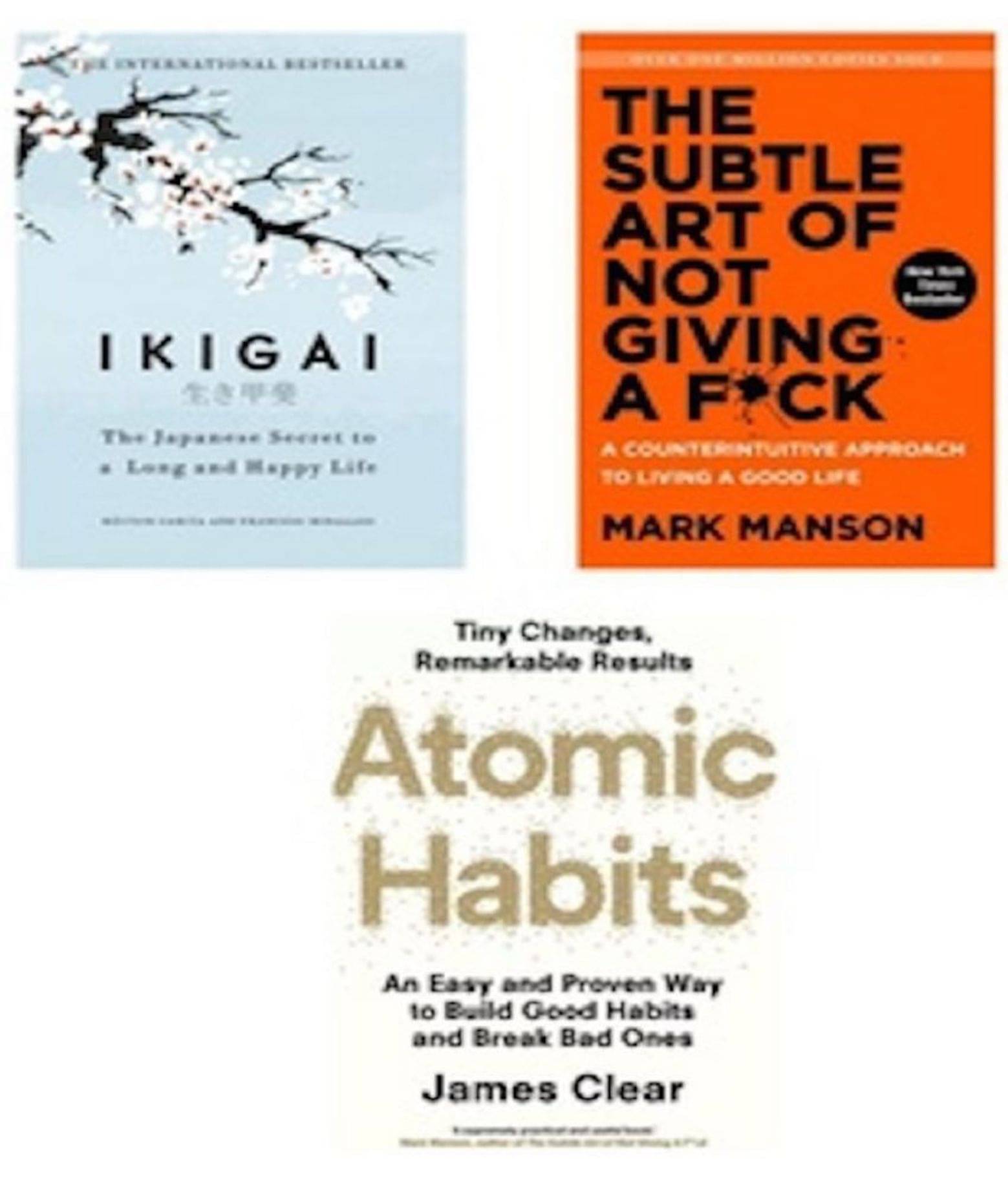 Combo Of 3 Books ( Ikigai Japanese + The Subtle Art of Not Giving a F*ck + Atomic Habits ) English Novel For paperback Combo Of 3 Books ( Ikigai Japanese + The Subtle Art of Not Giving a F*ck + Atomic Habits ) English Novel For paperback