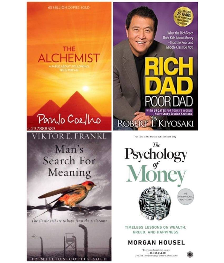 (Combo of 4 books ) The alchemist & rich dad & Man search & Psychology of money ( Paperback ) (Combo of 4 books ) The alchemist & rich dad & Man search & Psychology of money ( Paperback )
