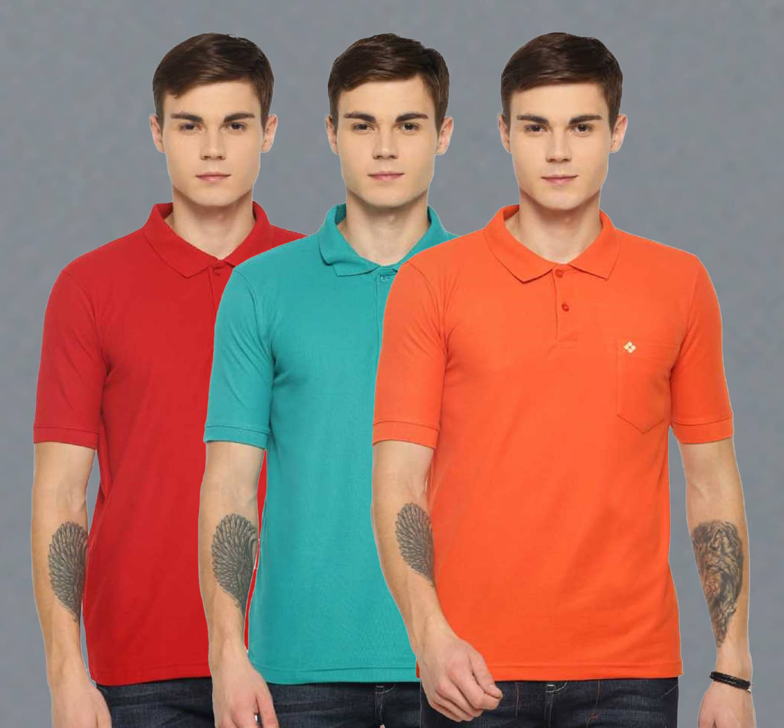     			Dollar Cotton Blend Regular Fit Solid Half Sleeves Men's Polo T Shirt - Multicolor ( Pack of 3 )