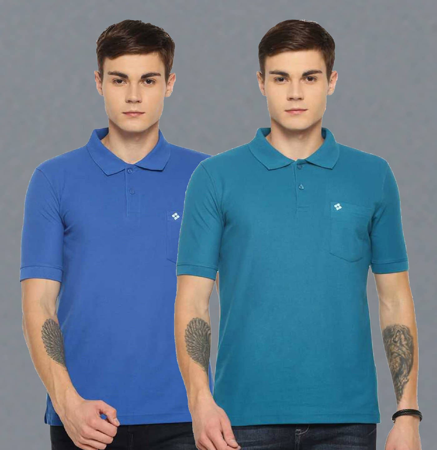     			Dollar Cotton Blend Regular Fit Solid Half Sleeves Men's Polo T Shirt - Multicolor ( Pack of 2 )