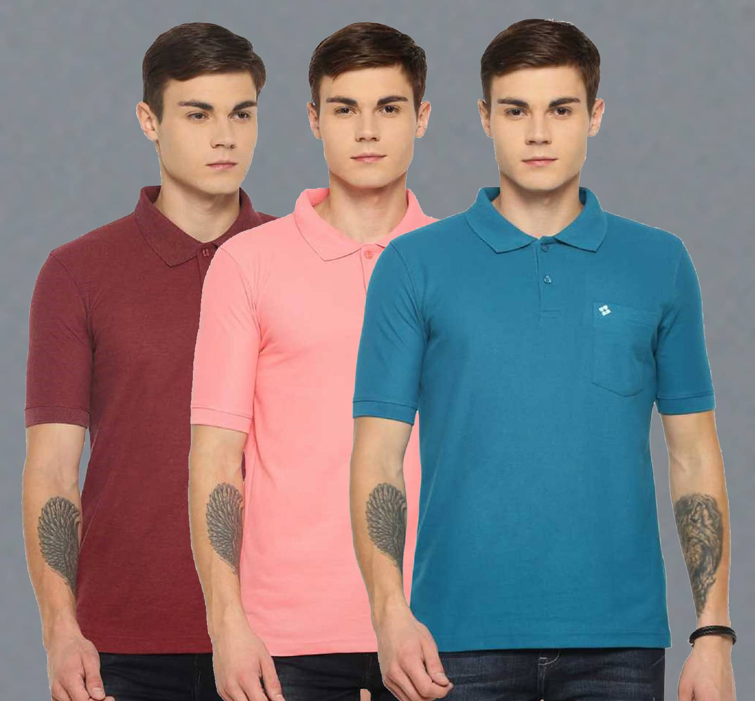     			Dollar Cotton Blend Regular Fit Solid Half Sleeves Men's Polo T Shirt - Multicolor ( Pack of 3 )