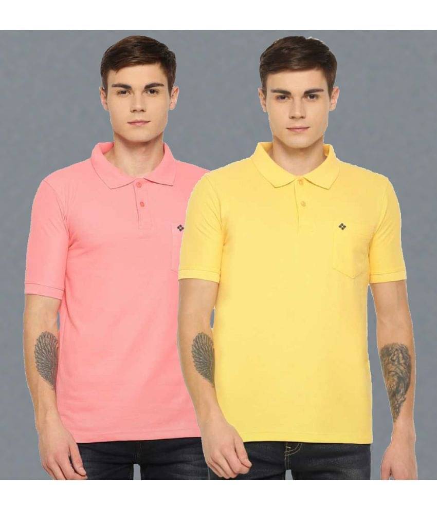 Dollar Cotton Blend Regular Fit Solid Half Sleeves Men's Polo T Shirt - Multicolor ( Pack of 2 ) Dollar Cotton Blend Regular Fit Solid Half Sleeves Men's Polo T Shirt - Multicolor ( Pack of 2 )