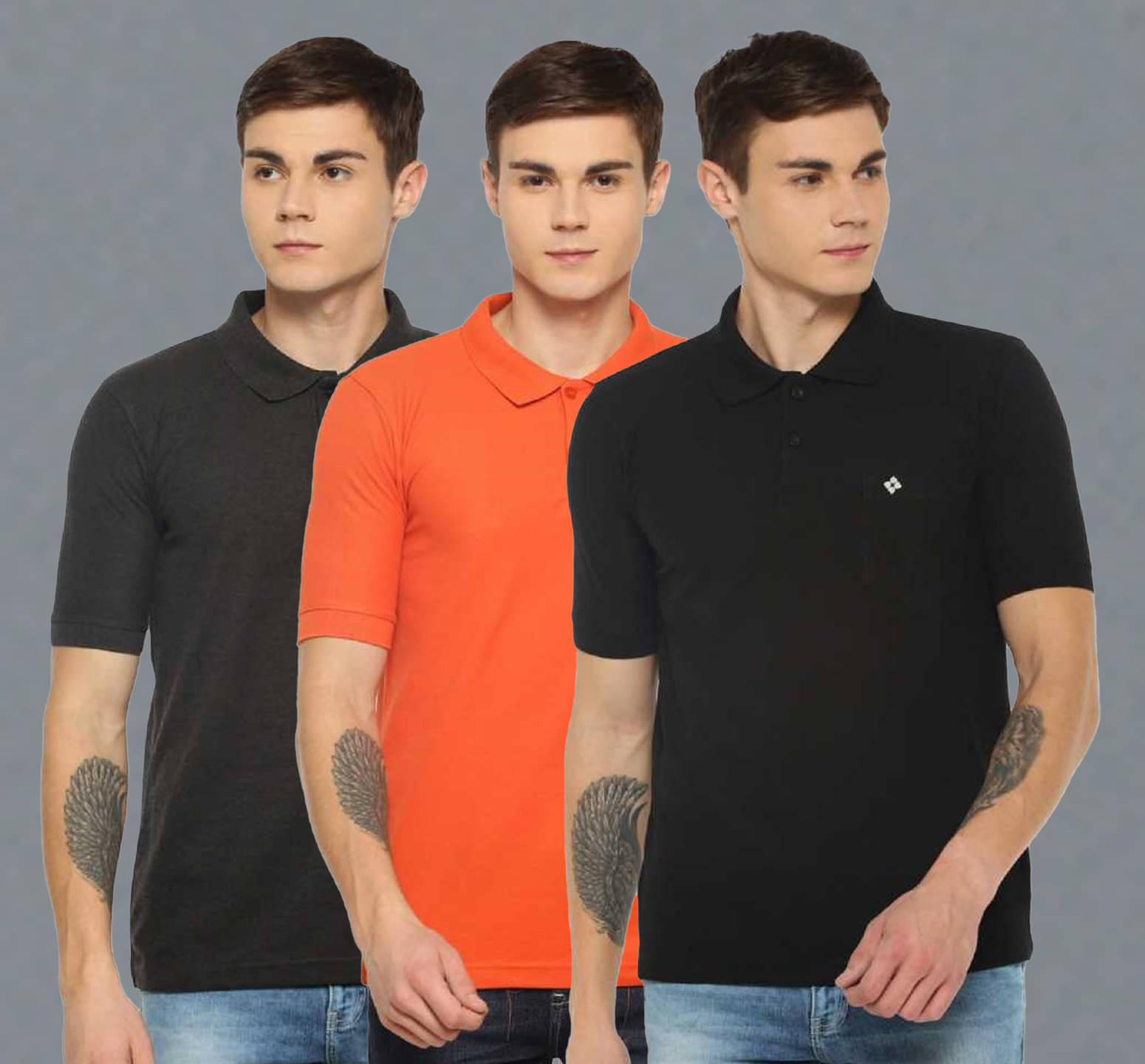     			Dollar Cotton Blend Regular Fit Solid Half Sleeves Men's Polo T Shirt - Multicolor ( Pack of 3 )