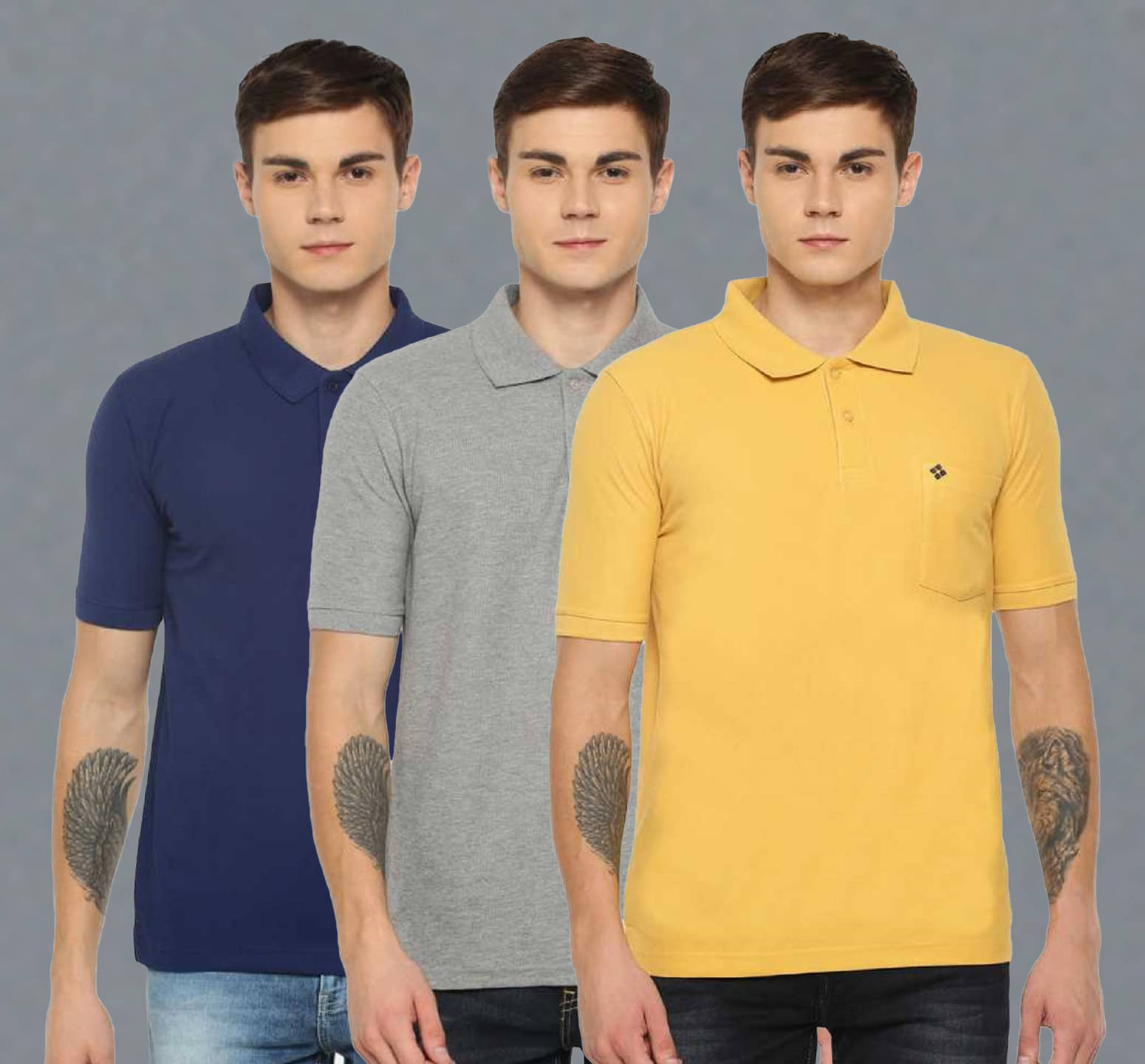     			Dollar Cotton Blend Regular Fit Solid Half Sleeves Men's Polo T Shirt - Multicolor ( Pack of 3 )
