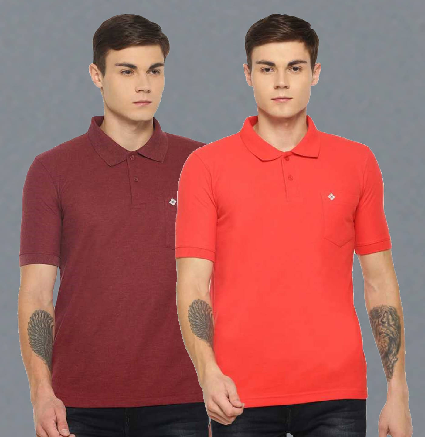     			Dollar Cotton Blend Regular Fit Solid Half Sleeves Men's Polo T Shirt - Multicolor ( Pack of 2 )