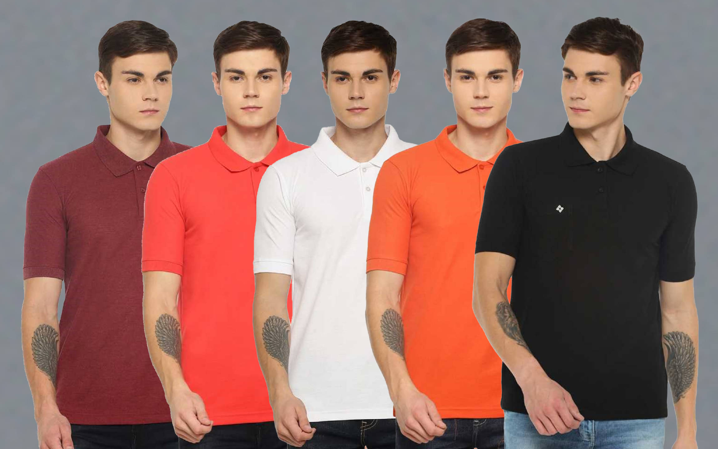     			Dollar Cotton Blend Regular Fit Solid Half Sleeves Men's Polo T Shirt - Multicolor ( Pack of 5 )