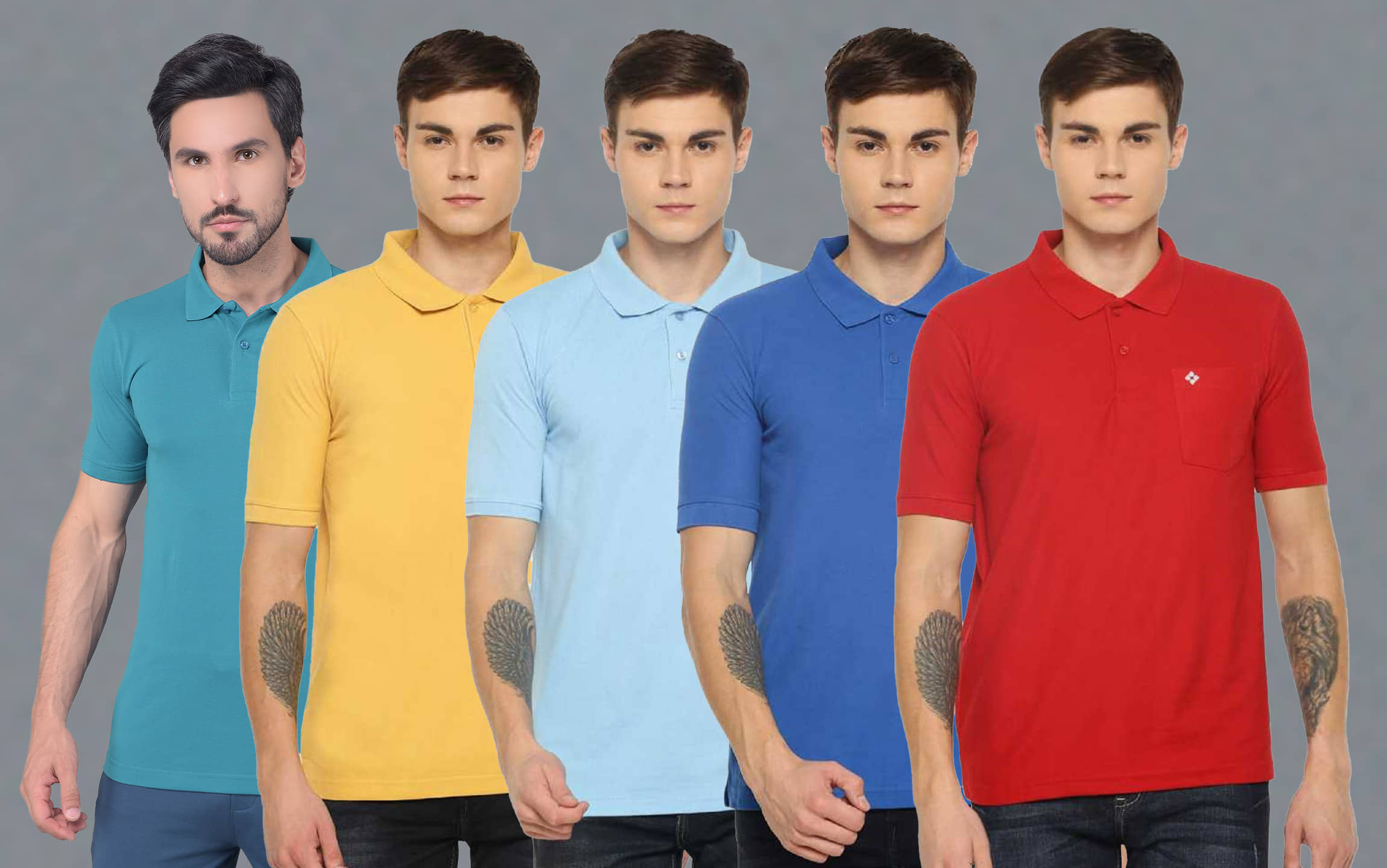 Dollar Cotton Blend Regular Fit Solid Half Sleeves Men's Polo T Shirt - Multicolor ( Pack of 5 )