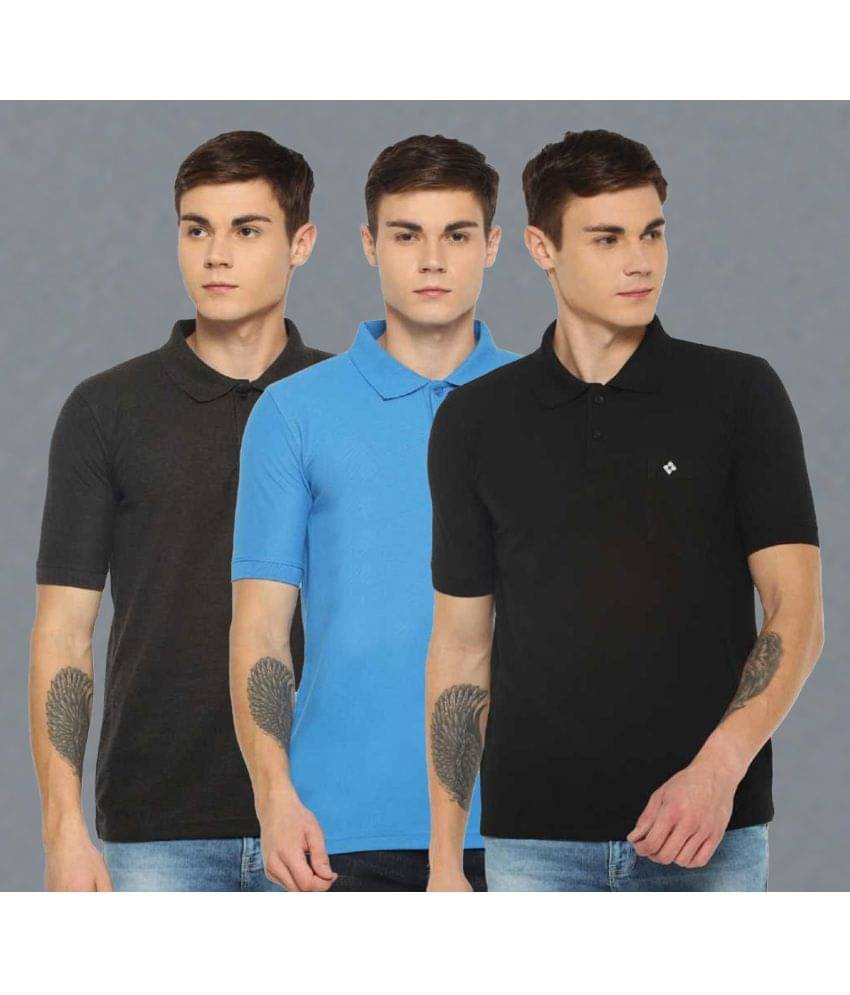 Dollar Cotton Blend Regular Fit Solid Half Sleeves Men's Polo T Shirt - Multicolor ( Pack of 3 ) Dollar Cotton Blend Regular Fit Solid Half Sleeves Men's Polo T Shirt - Multicolor ( Pack of 3 )