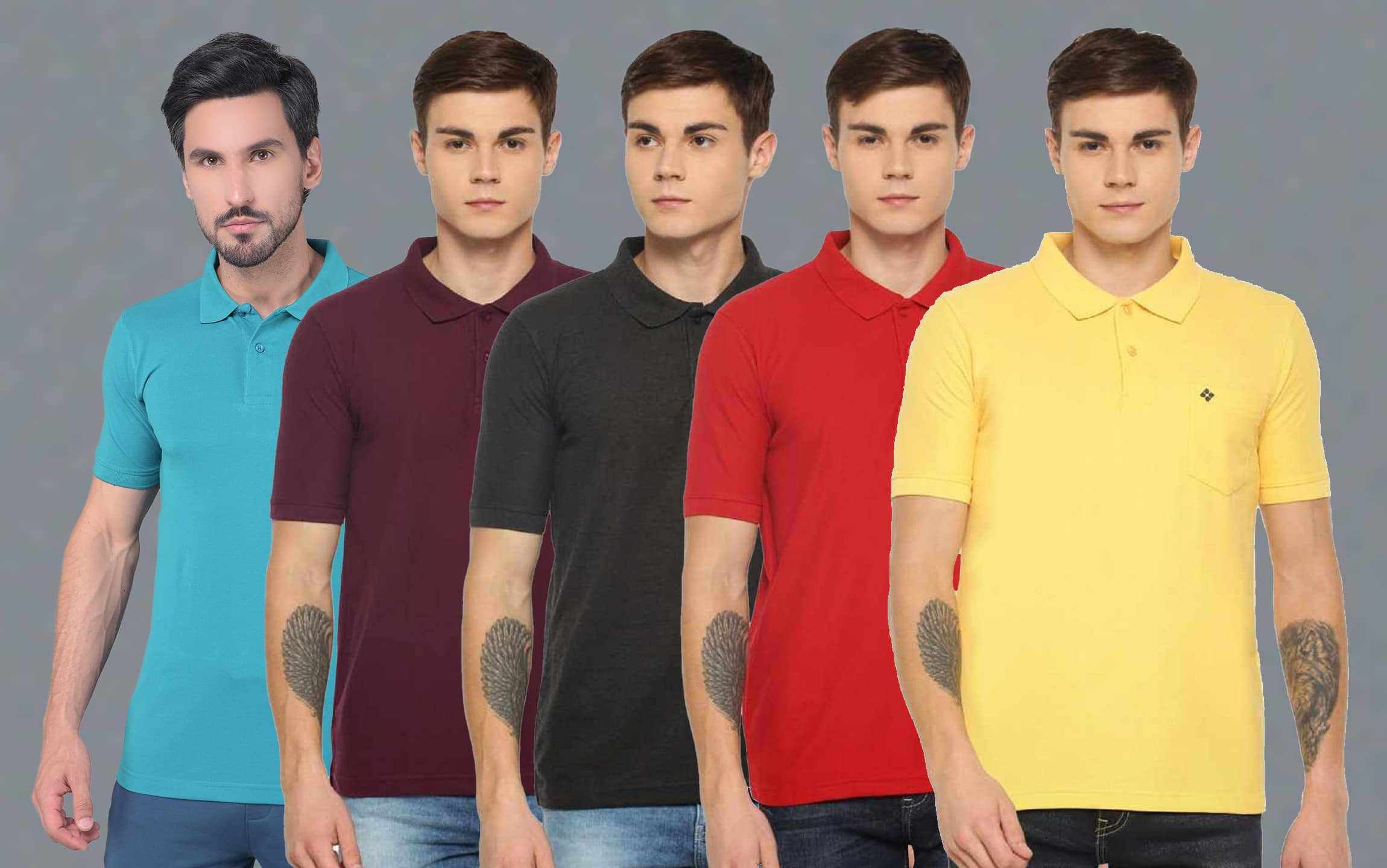 Dollar Cotton Blend Regular Fit Solid Half Sleeves Men's Polo T Shirt - Multicolor ( Pack of 5 )