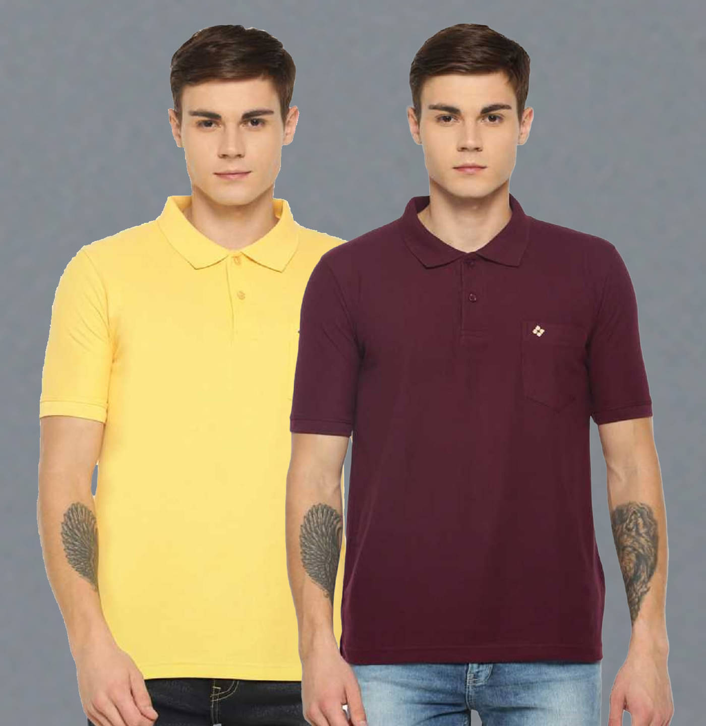     			Dollar Cotton Blend Regular Fit Solid Half Sleeves Men's Polo T Shirt - Multicolor ( Pack of 2 )