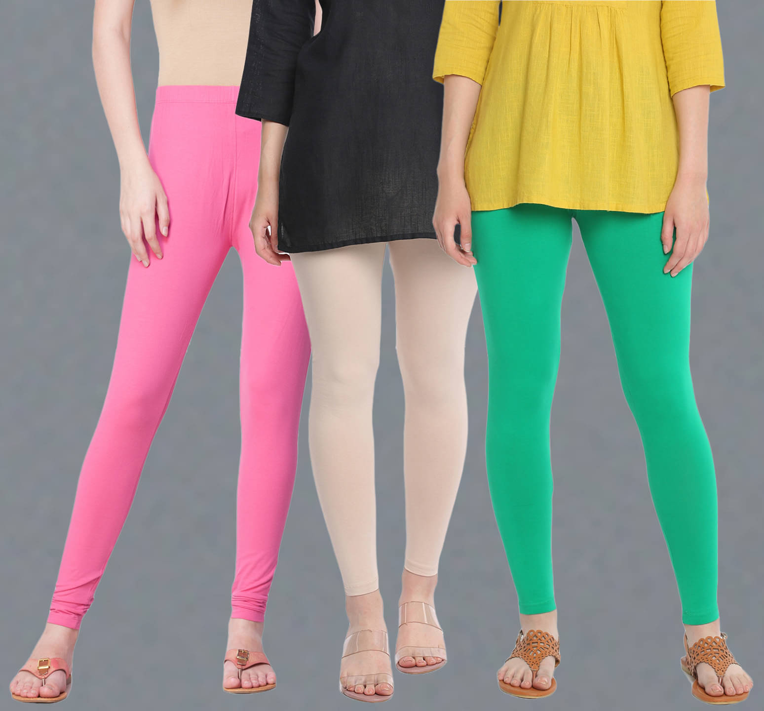     			Dollar Missy - Multicolor Cotton Women's Leggings ( Pack of 3 )