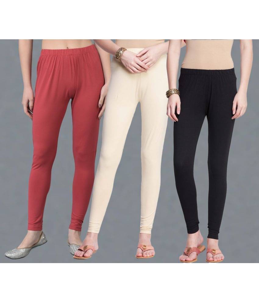 Dollar Missy - Multicolor Cotton Women's Leggings ( Pack of 3 ) Dollar Missy - Multicolor Cotton Women's Leggings ( Pack of 3 )