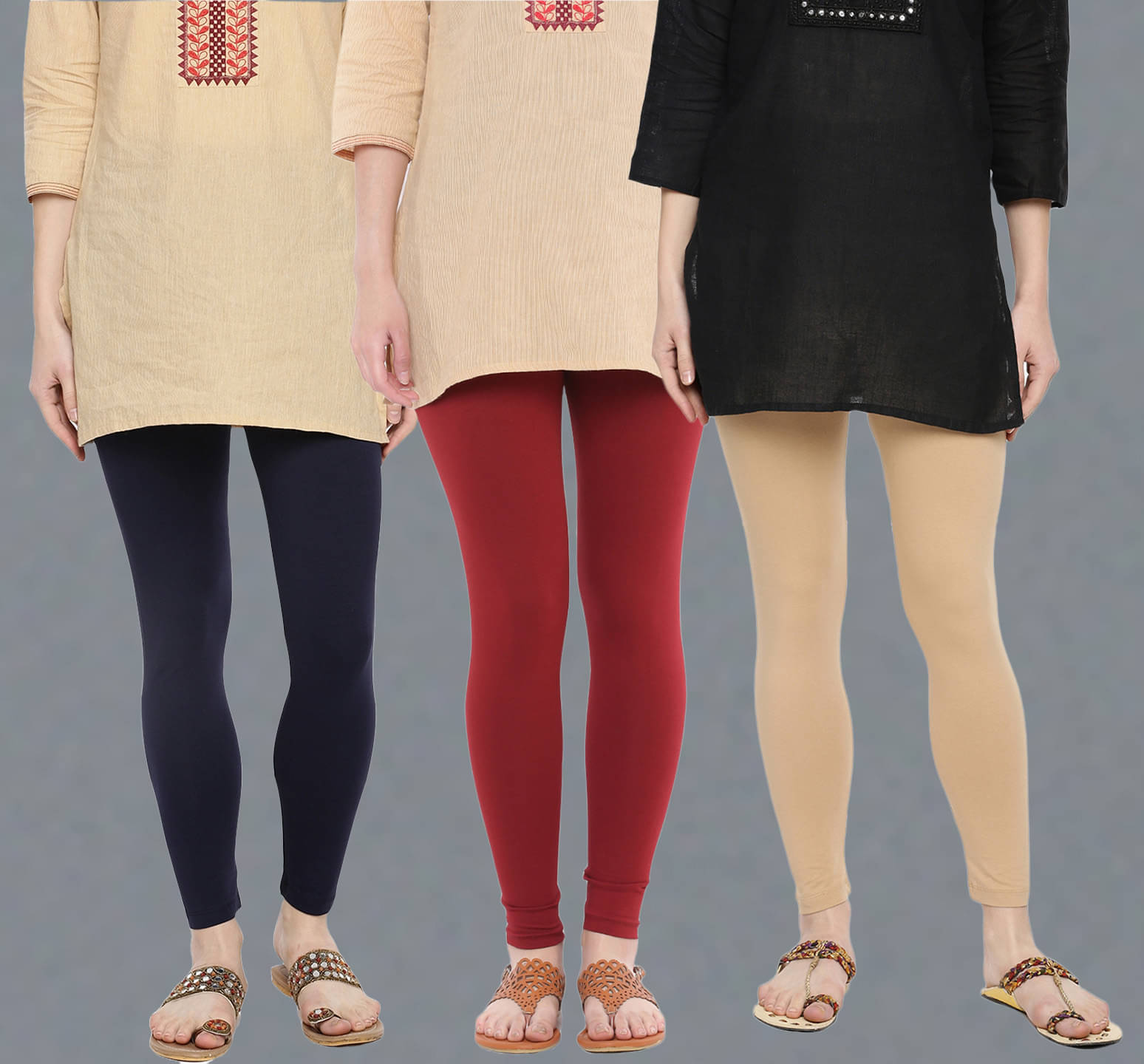     			Dollar Missy - Multicolor Cotton Women's Leggings ( Pack of 3 )