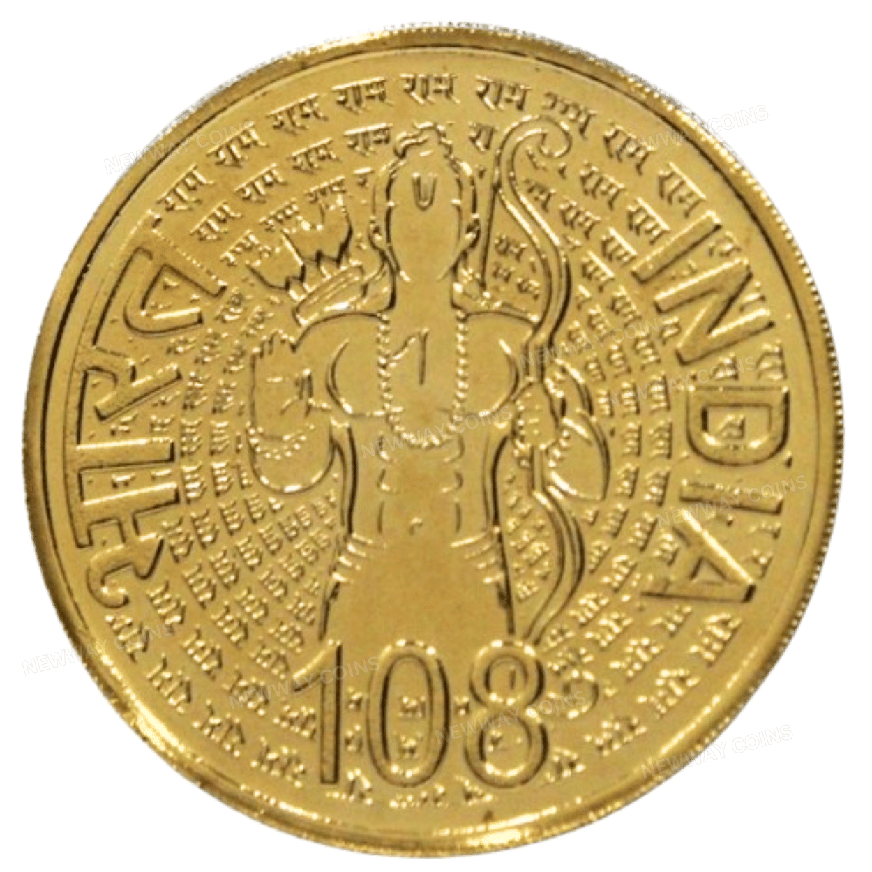 EXTREMELY RARE 108 RUPEES 2024 SHRI RAM JI, RAM MANDIR VERY COLLECTIBLE GOLD-PLATED COIN EXTREMELY RARE 108 RUPEES 2024 SHRI RAM JI, RAM MANDIR VERY COLLECTIBLE GOLD-PLATED COIN