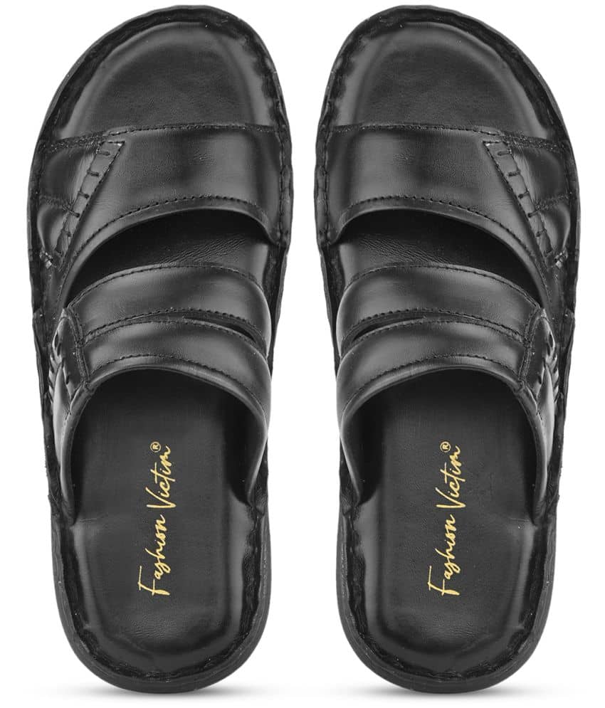 Fashion Victim Black Men's Leather Slipper