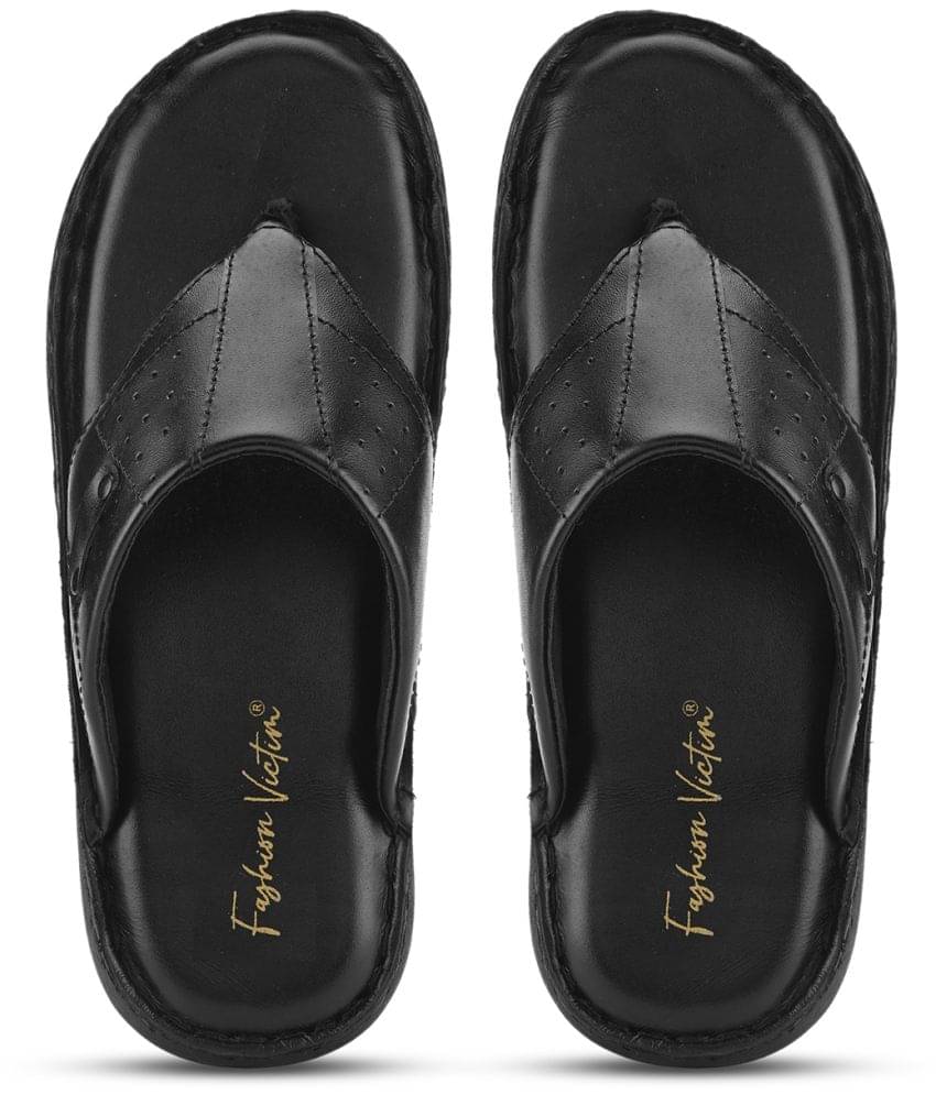     			Fashion Victim Black Men's Leather Slipper