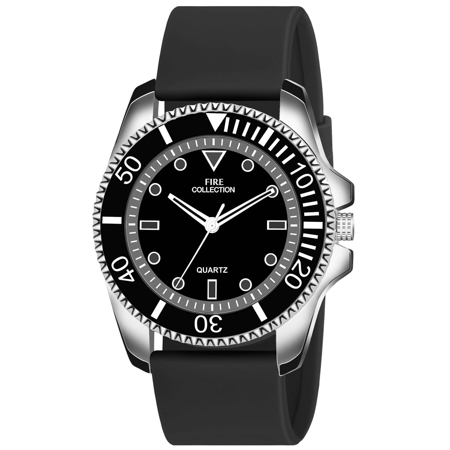     			Fire Collection Black Leather Analog Men's Watch