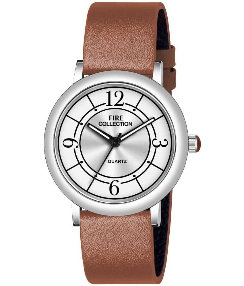 Fire Collection Brown Leather Analog Womens Watch