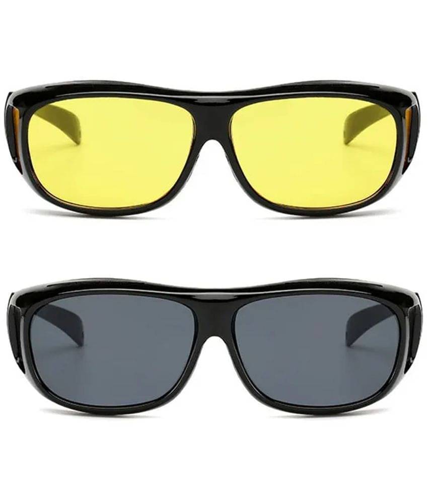 GEEO Day & Night HD Vision Black Riding Goggles ( Pack of 2 ) GEEO Day & Night HD Vision Black Riding Goggles ( Pack of 2 )