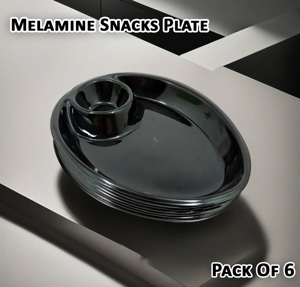 Inpro 6 Pcs Melamine Black Quarter Plate