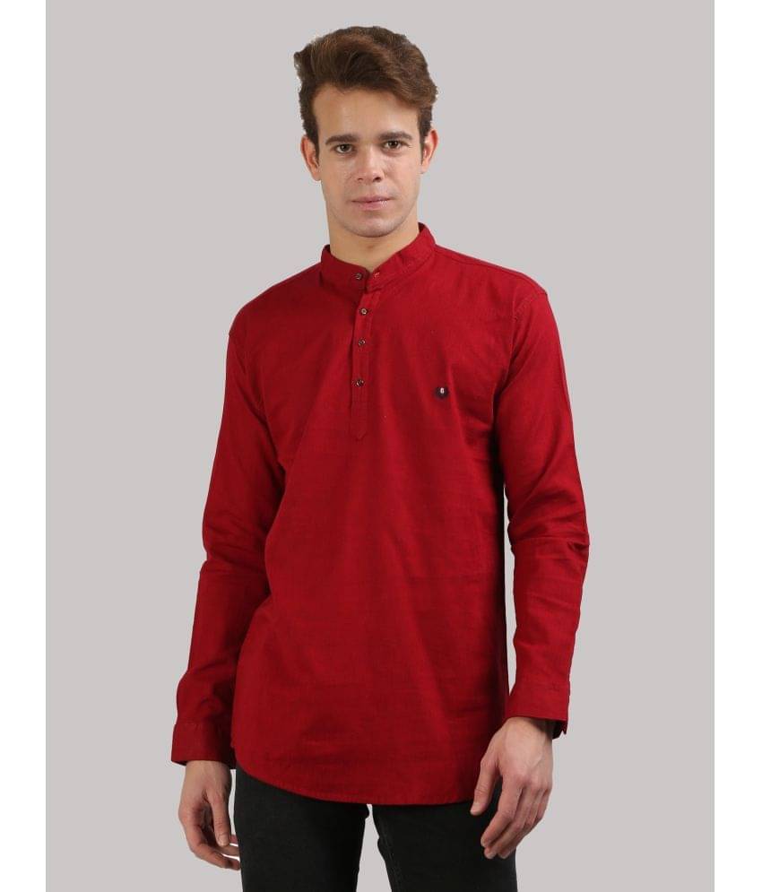     			JB JUST BLACK Maroon Linen Men's Shirt Style Kurta ( Pack of 1 )