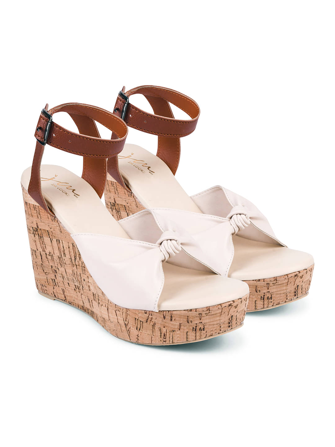     			JM Looks Cream Women's Sandal Heels