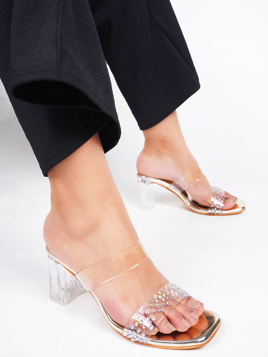     			JM Looks Gold Women's Sandal Heels