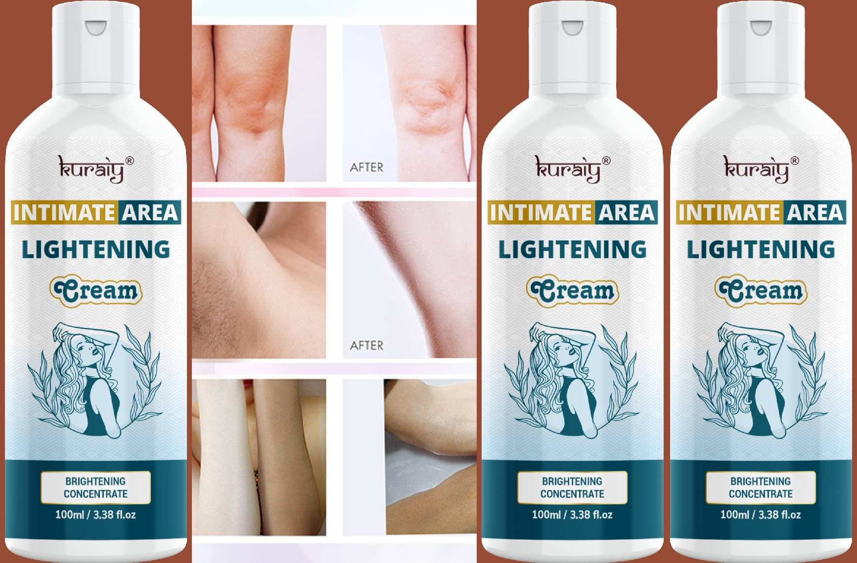     			KURAIY Skin Brightening Instant Glow Cream, Lightweight and Non-Greasy Cream 100ml Pack Of 3