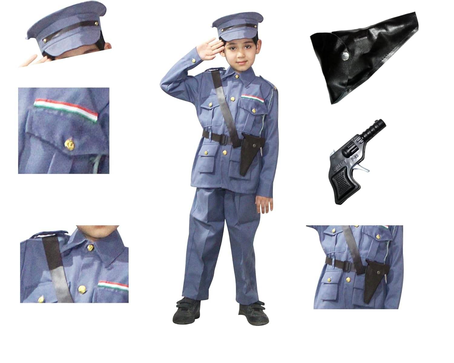 Kaku Fancy Dresses Polyester Our Helper/National Hero Indian Air Force Costume -Blue |3-4 Years| For Boys & Girls Kaku Fancy Dresses Polyester Our Helper/National Hero Indian Air Force Costume -Blue |3-4 Years| For Boys & Girls