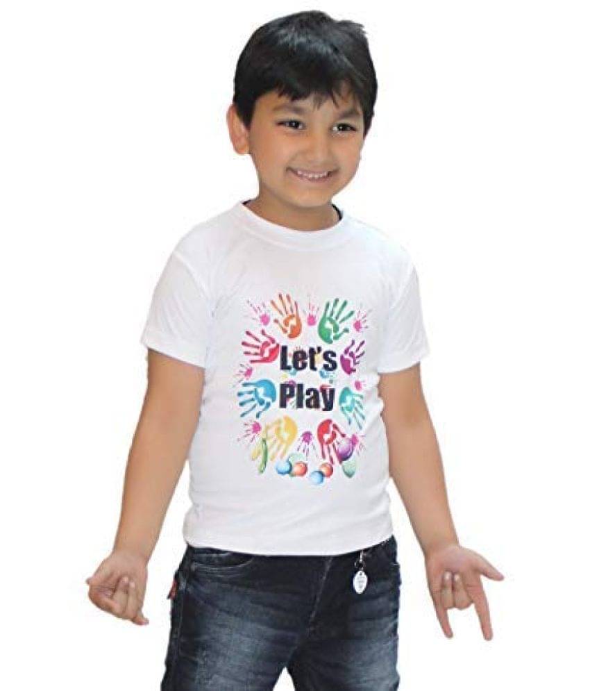 Kaku Fancy Dresses Printed White Holi T-Shirt Costume for Boys & Girls (Let's Play_10-12 years) Kaku Fancy Dresses Printed White Holi T-Shirt Costume for Boys & Girls (Let's Play_10-12 years)