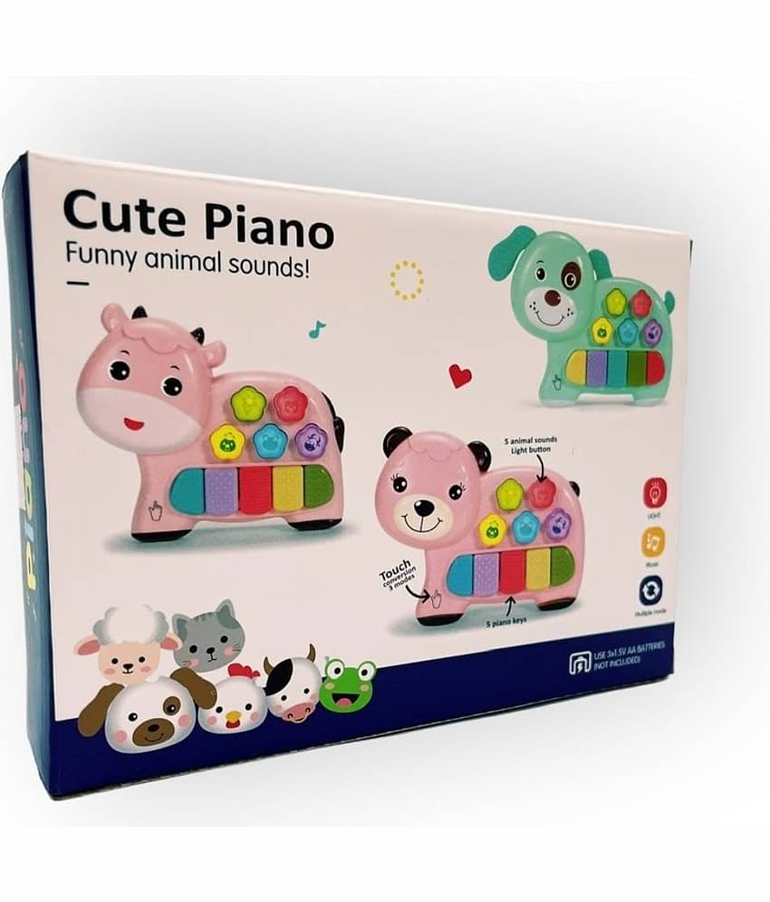 Kidsaholic Cow Musical Piano with 3 Modes, Flashing Lights & Wonderful Animal(Different) Sound Music (Free subscription of kids Educational worksheets)