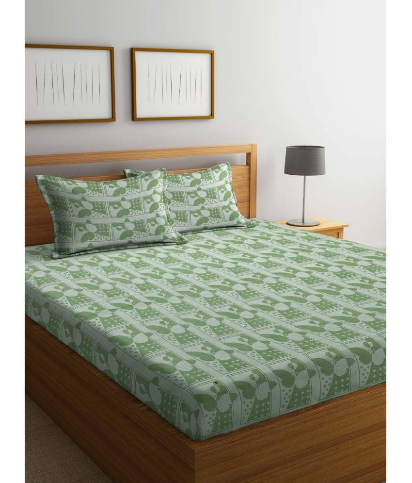     			Klotthe Cotton 1 Double King Bedsheet with 2 Pillow Covers ( Green )