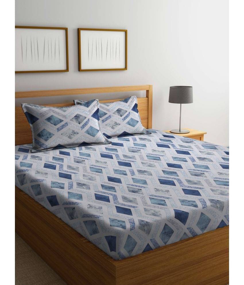     			Klotthe Cotton 1 Double King Bedsheet with 2 Pillow Covers ( Indigo )
