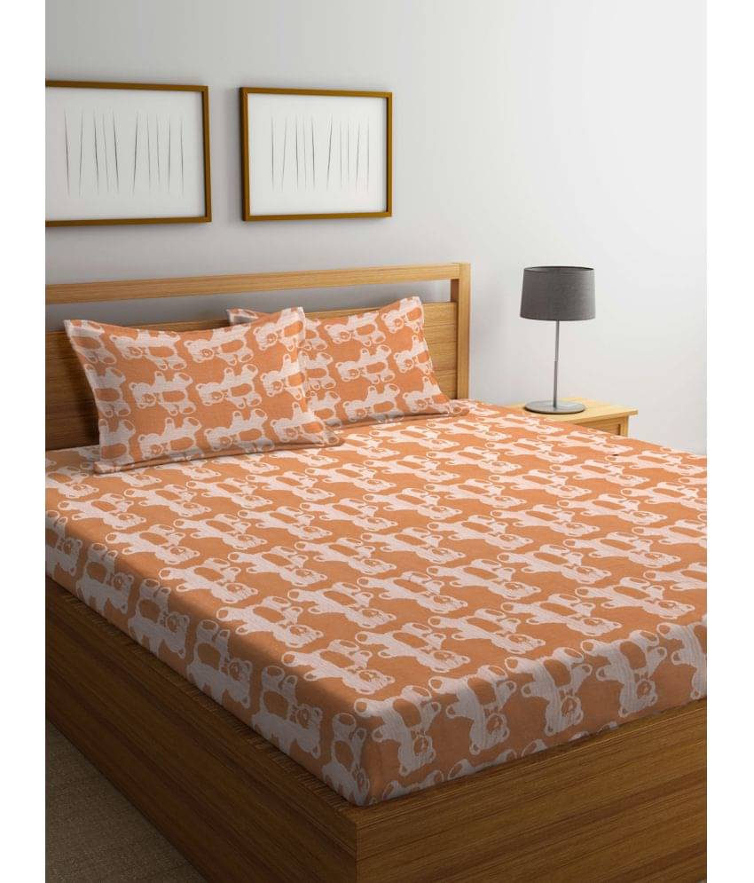     			Klotthe Cotton 1 Double King Bedsheet with 2 Pillow Covers ( Orange )