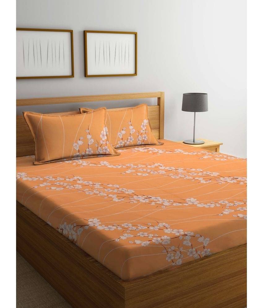     			Klotthe Cotton 1 Double King Bedsheet with 2 Pillow Covers ( Orange )