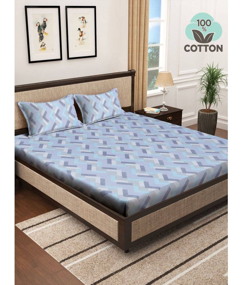     			Klotthe Cotton 1 Double King Bedsheet with 2 Pillow Covers ( Indigo )