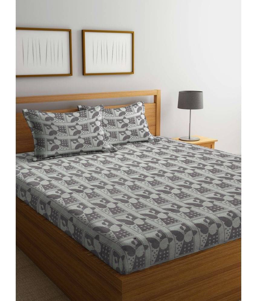     			Klotthe Cotton 1 Double King Bedsheet with 2 Pillow Covers ( Gray )
