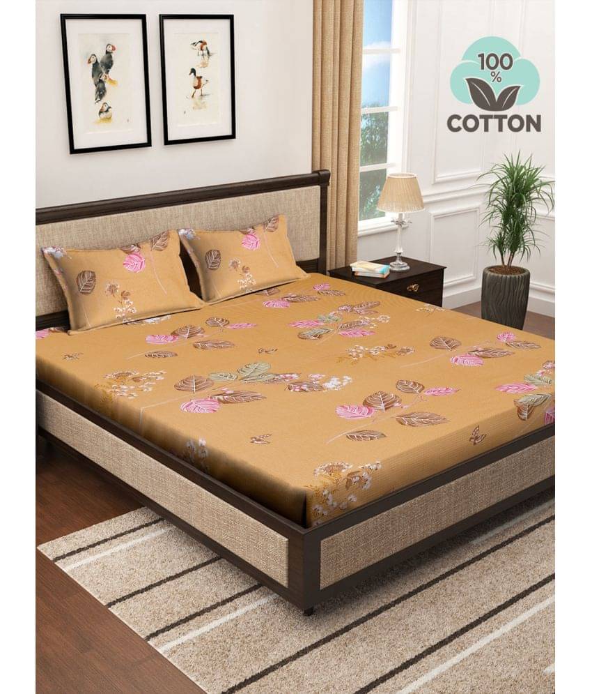     			Klotthe Cotton 1 Double King Bedsheet with 2 Pillow Covers ( Orange )