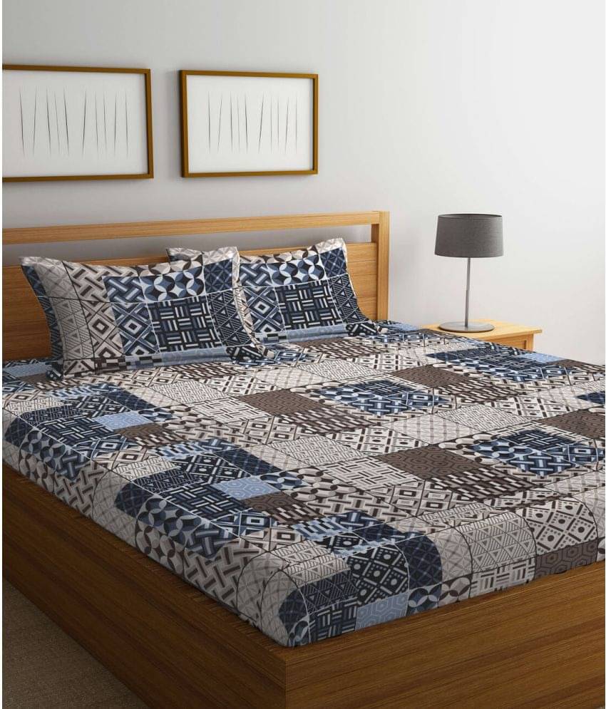 Klotthe Poly Cotton 1 Double King Bedsheet with 2 Pillow Covers ( Blue )     			Klotthe Poly Cotton 1 Double King Bedsheet with 2 Pillow Covers ( Blue )