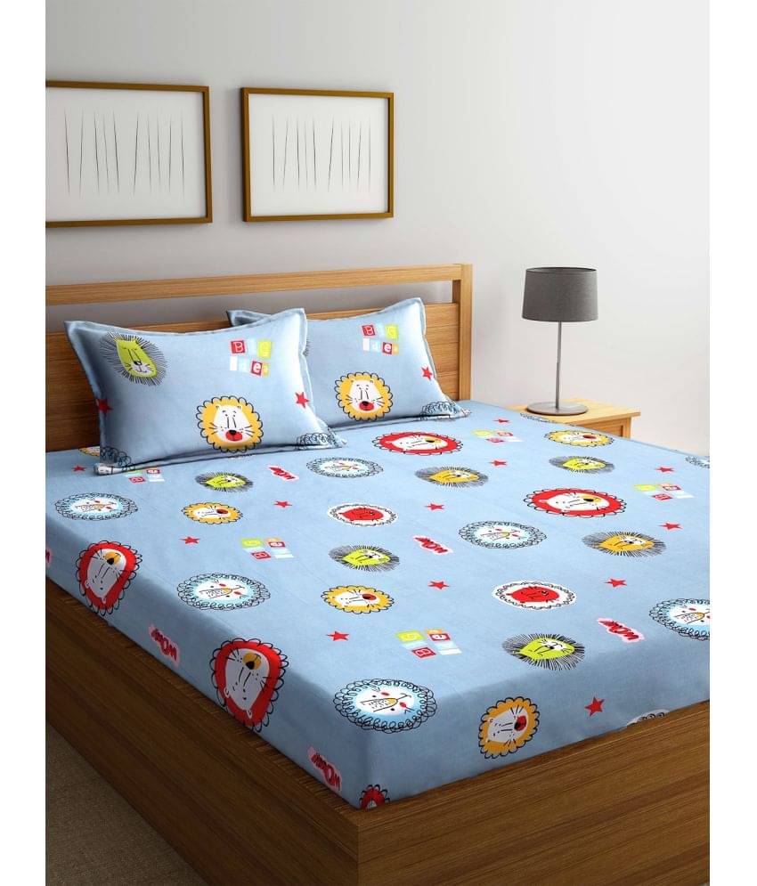     			Klotthe Poly Cotton 1 Double King Bedsheet with 2 Pillow Covers ( Multicolor )