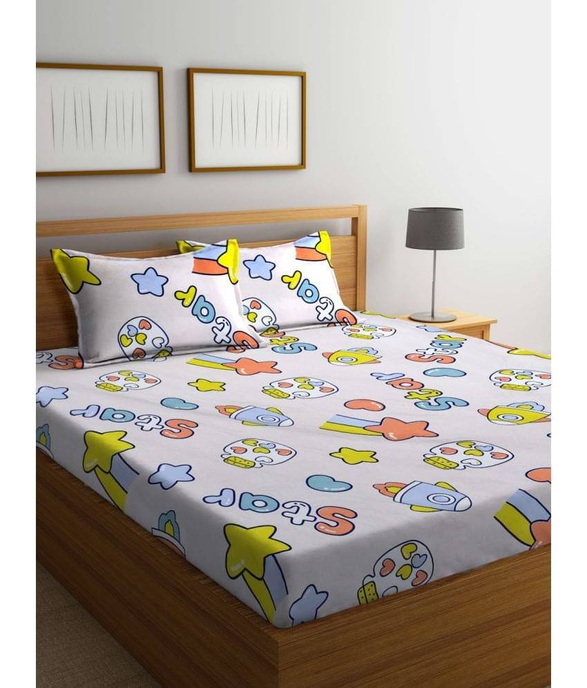     			Klotthe Poly Cotton 1 Double King Bedsheet with 2 Pillow Covers ( White )
