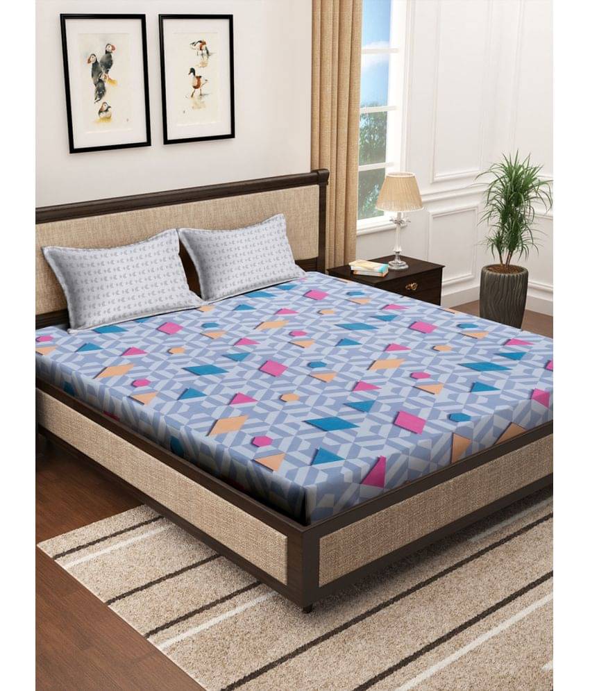     			Klotthe Poly Cotton 1 Double King Bedsheet with 2 Pillow Covers ( Multicolor )