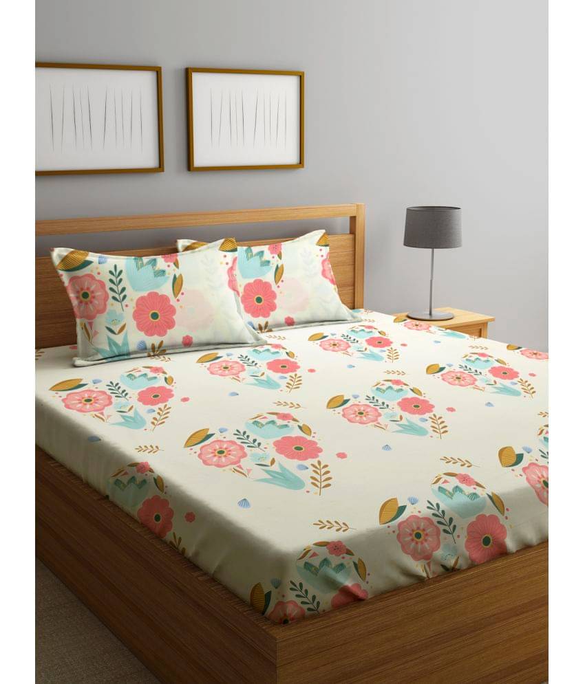     			Klotthe Poly Cotton 1 Double King Bedsheet with 2 Pillow Covers ( White )