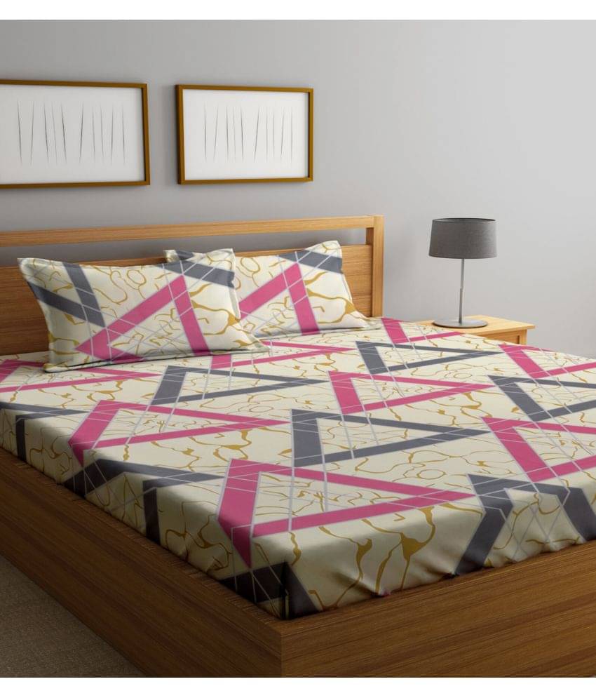 Klotthe Poly Cotton 1 Double King Bedsheet with 2 Pillow Covers ( Pink ) Klotthe Poly Cotton 1 Double King Bedsheet with 2 Pillow Covers ( Pink )