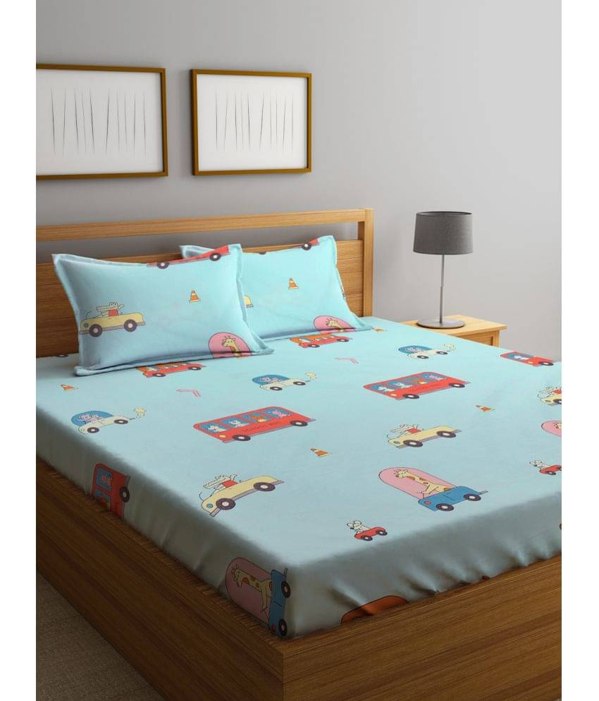     			Klotthe Poly Cotton 1 Double King Bedsheet with 2 Pillow Covers ( Sea Green )