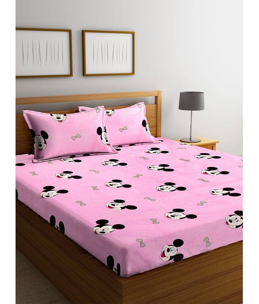     			Klotthe Poly Cotton 1 Double King Bedsheet with 2 Pillow Covers ( Pink )