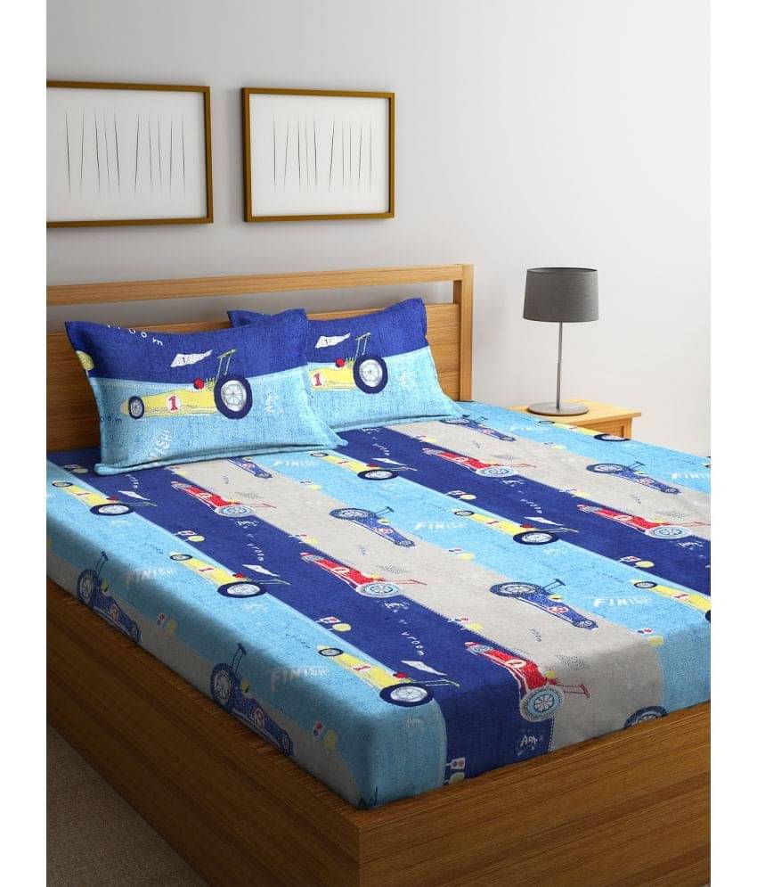     			Klotthe Poly Cotton 1 Double King Bedsheet with 2 Pillow Covers ( Navy Blue )