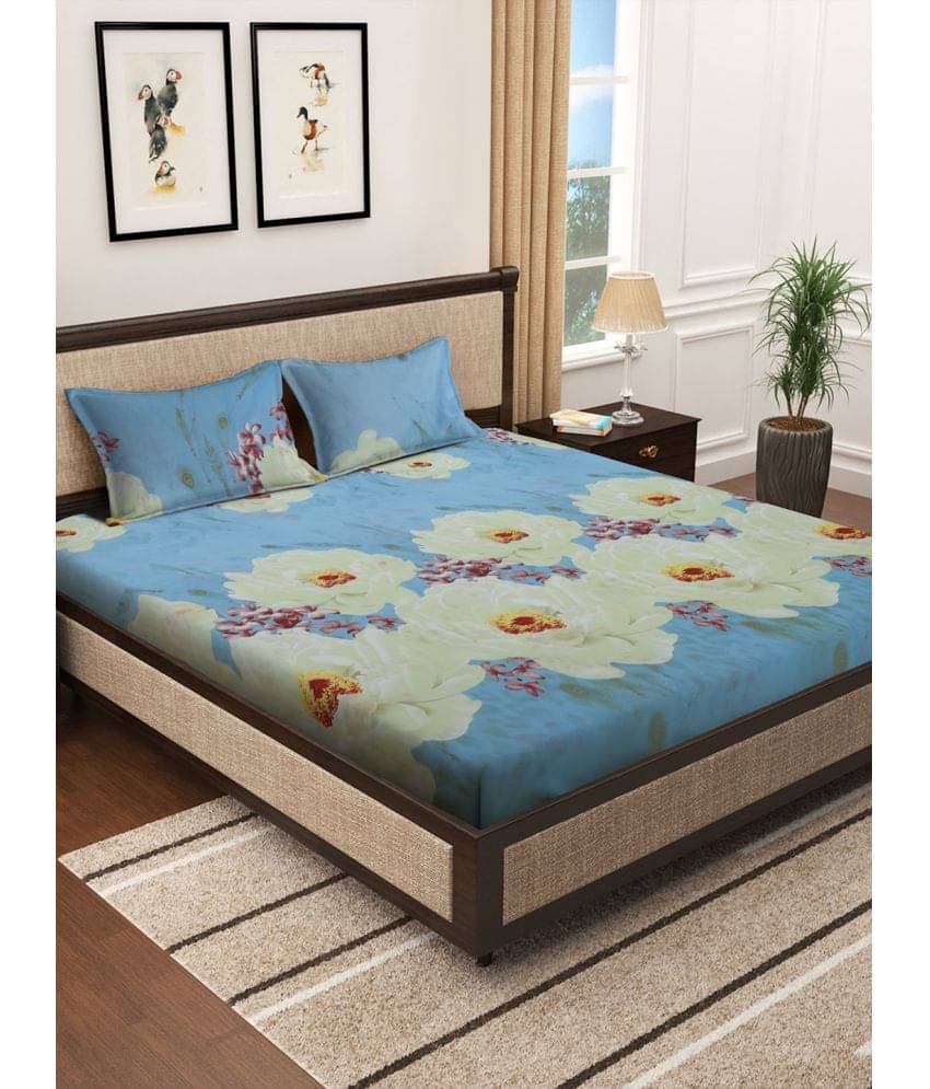 Klotthe Poly Cotton 1 Double King Bedsheet with 2 Pillow Covers ( Indigo ) Klotthe Poly Cotton 1 Double King Bedsheet with 2 Pillow Covers ( Indigo )